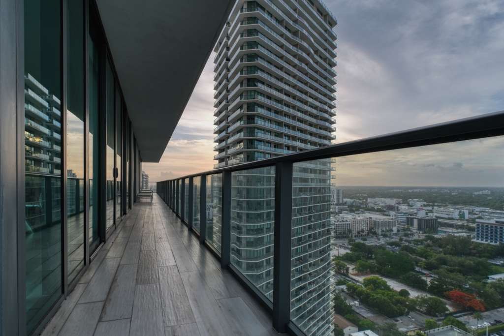 Terrace extending toward panoramic city views